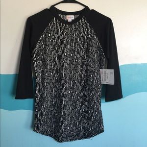 Lularoe Randy NWT Black White Baseball Tee XS